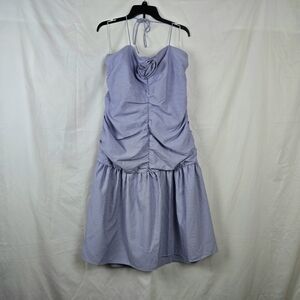 14th Place Juniors Blue White Stripe Seersucker Rosette Drop Waist Dress XXL NEW